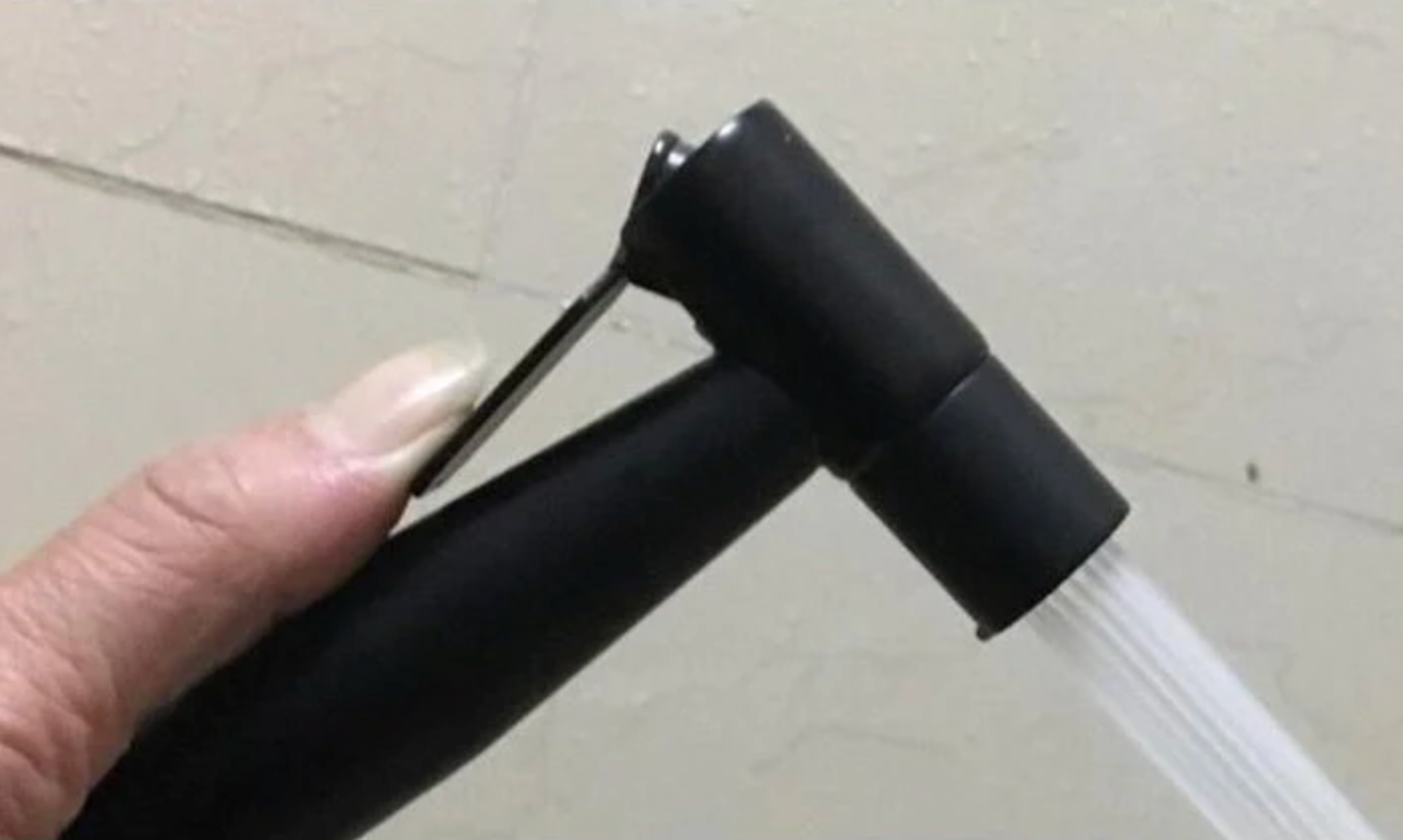 Stainless steel built-in toilet shower set black