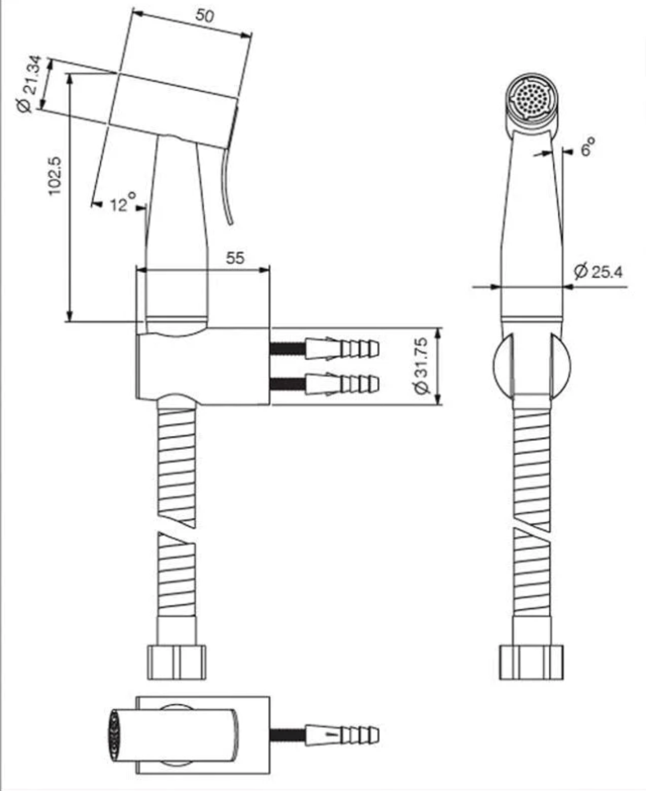 Stainless steel built-in toilet shower set black