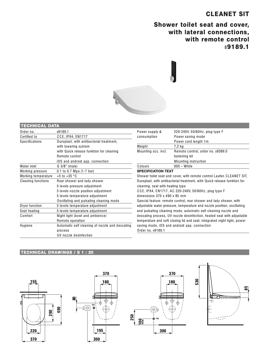 LAUFEN Cleanet - SIT Aufsatz