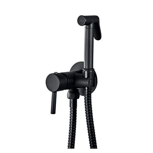 Hotvalve built-in toilet shower set made of stainless steel black (hot water)