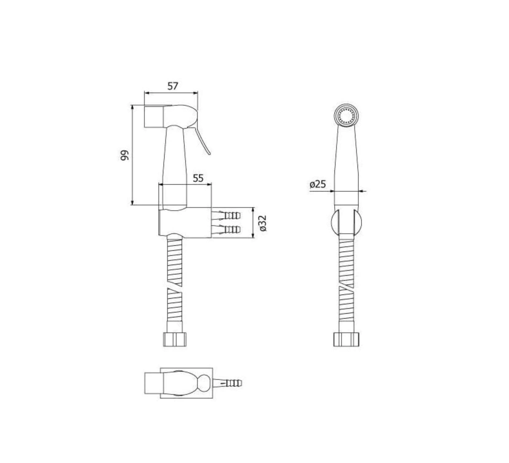 Toilet shower stainless steel STS66 (complete toilet hand shower set) 